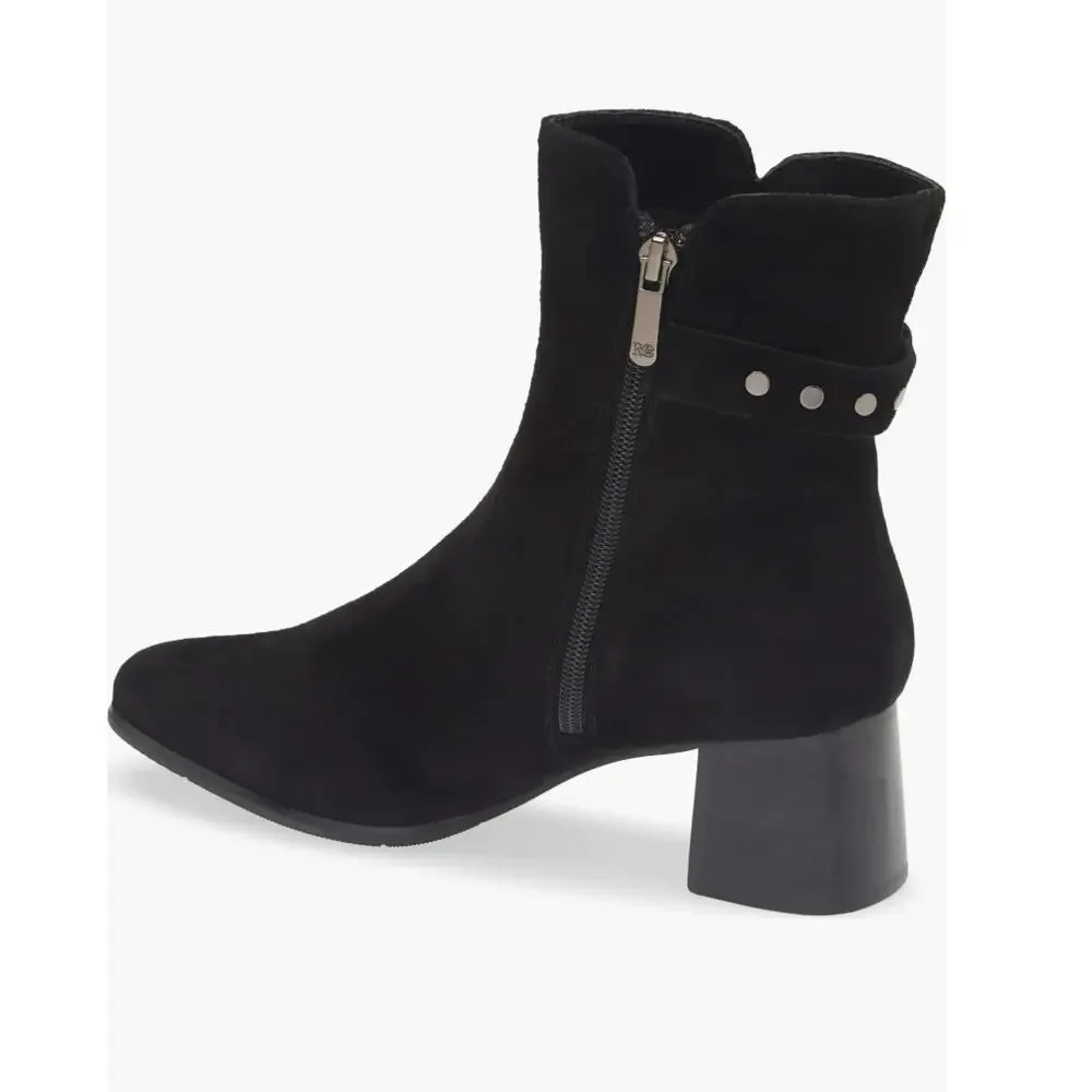 Regarde Le Ciel Ines Bootie Black Suede Silver Buckle NWOT 40 EU 9.5 US